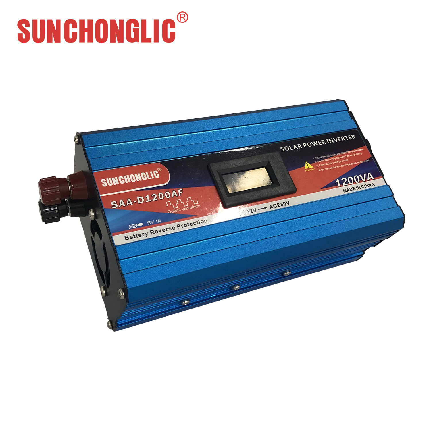 1200W Modified Sine Wave Inverter with Reverse Polarity Protection and Input Voltage Display