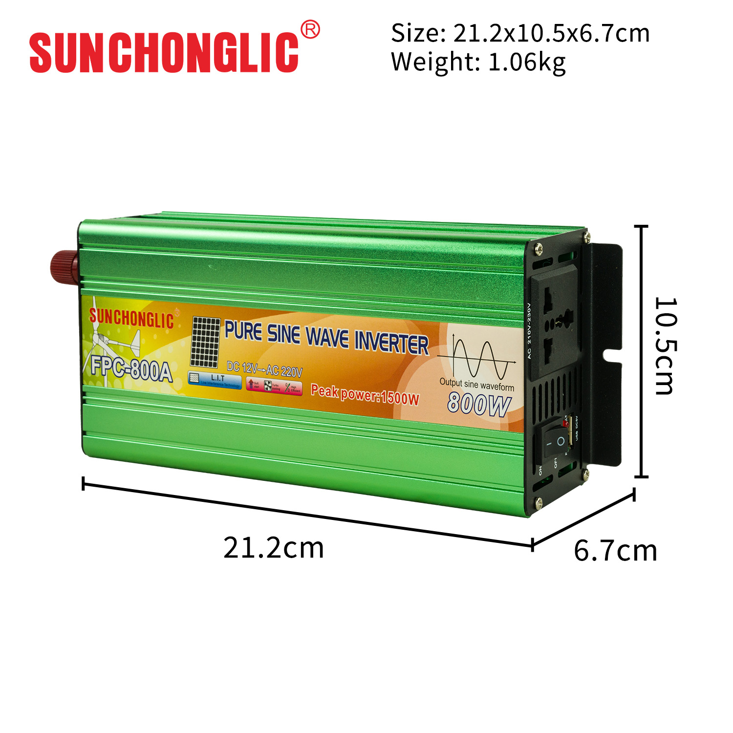 FPC 800W Energy - Efficient Pure Sine Wave Inverter with 50Hz Output for Converting 12V DC to 220V AC