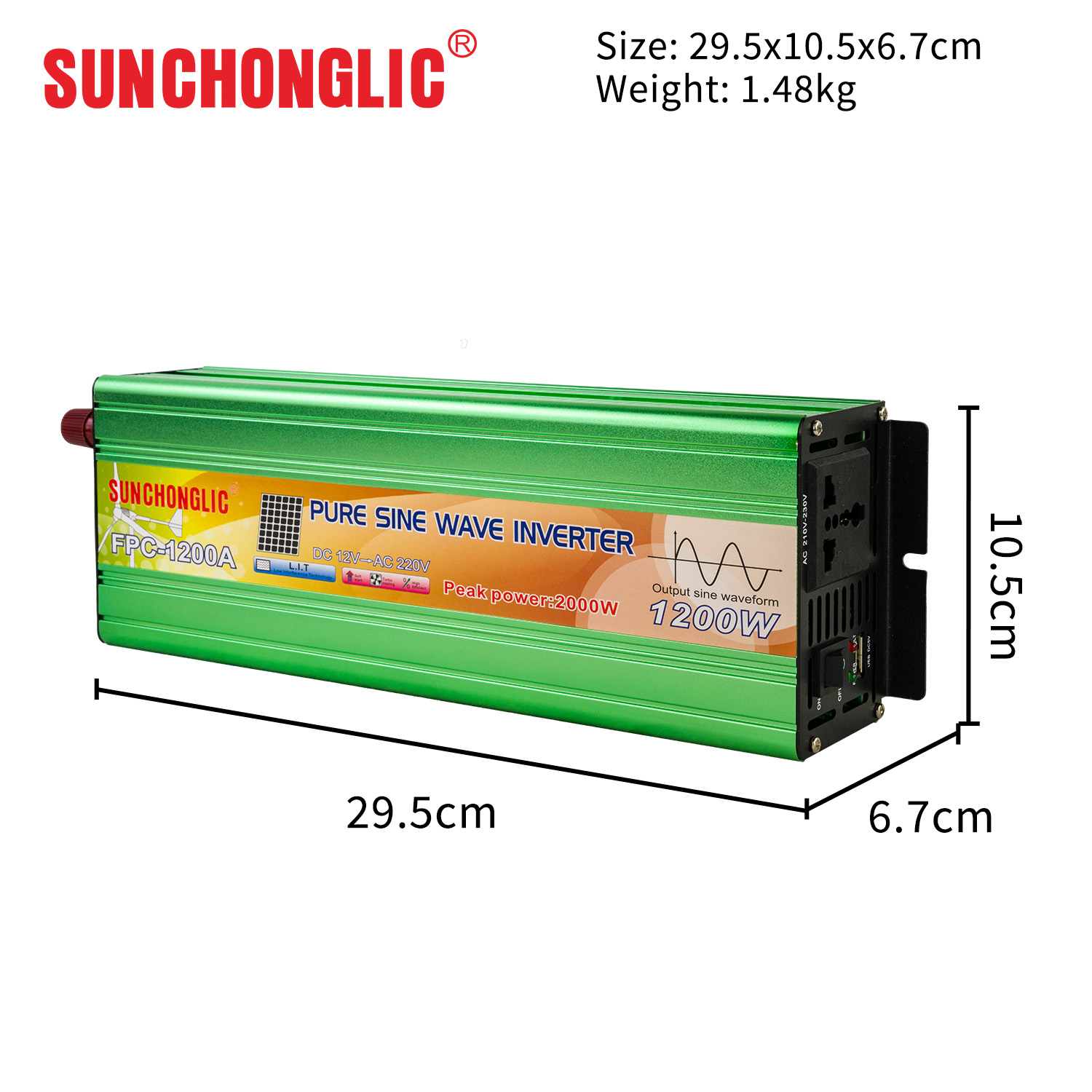 FPC 1200W High - Efficiency Pure Sine Wave Inverter Designed to Convert 12V DC to 220V AC with 50Hz Output