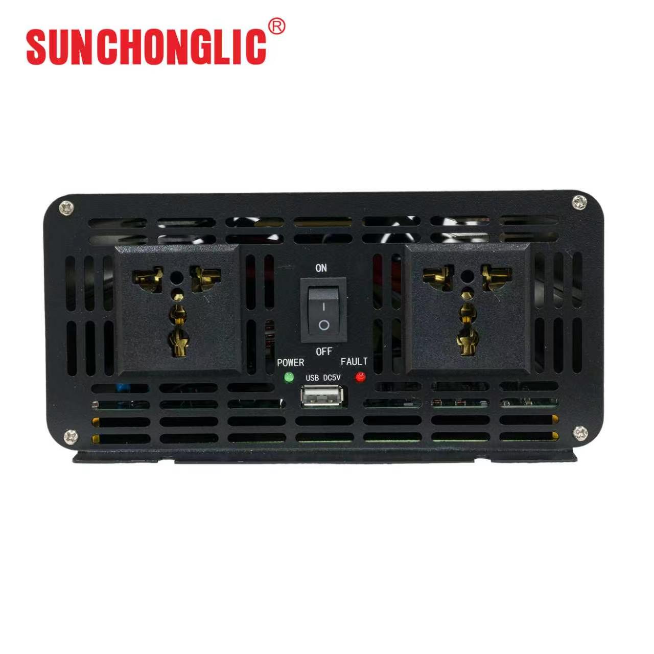 FPC-D Home-use 2000W pure sine wave inverter that converts DC 12V to AC 220V with 85% efficiency.