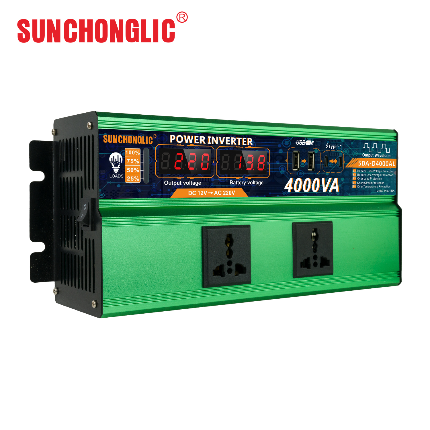 SDA-D4000AL 4000VA Peak Modified Sine Wave Power Inverter DC24V To AC220V Solar Inverter With Digital Display