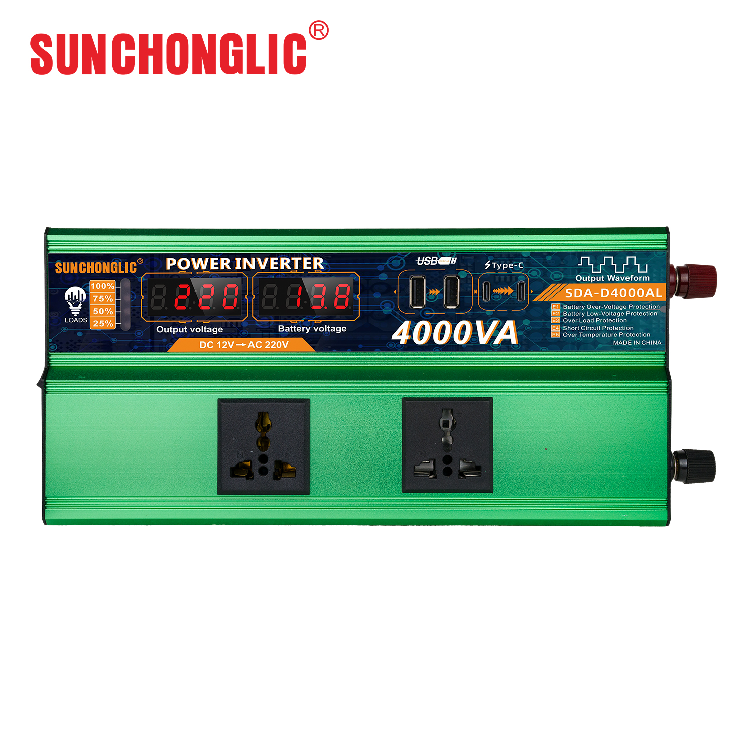 SDA-D4000AL 4000VA Peak Modified Sine Wave Power Inverter DC24V To AC220V Solar Inverter With Digital Display