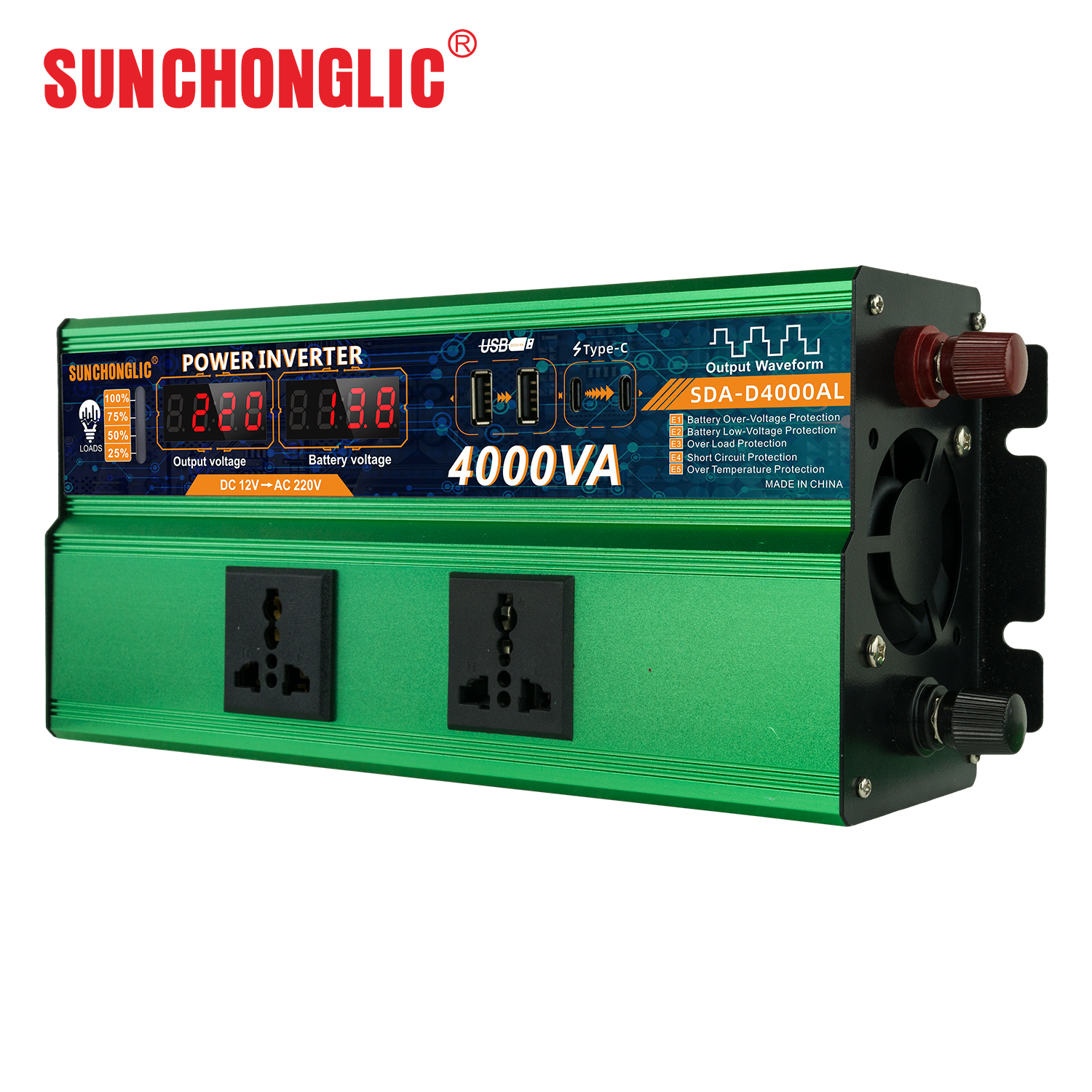 SDA-D4000AL 4000VA Peak Modified Sine Wave Power Inverter DC24V To AC220V Solar Inverter With Digital Display