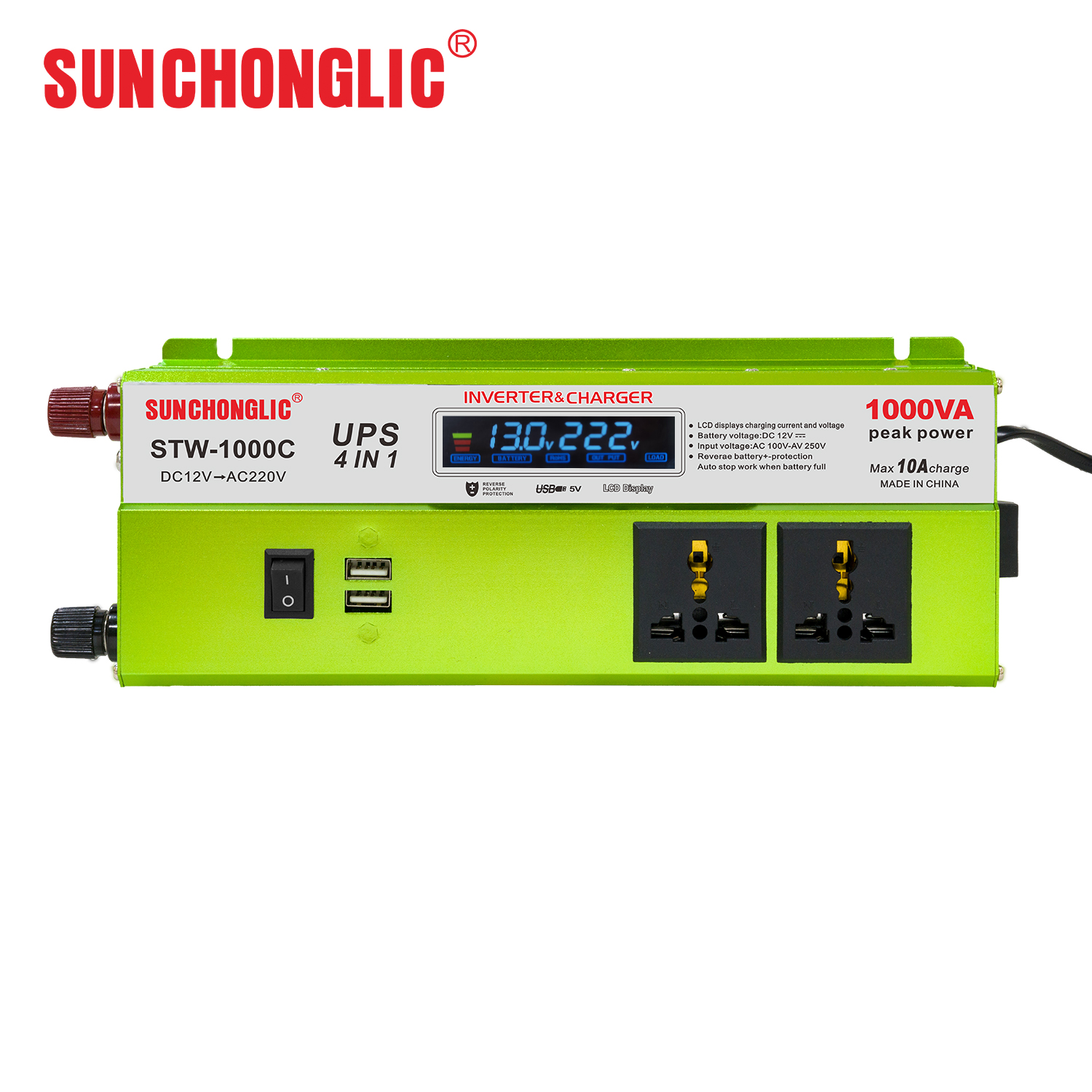 STW-1000C 4 In 1 Integrated UPS Inverter DC12V To AC220V Built-in Battery Charger Automatic Mains Switch STW-1000C 4 In 1 Integrated UPS Inverter DC12V To AC220V Built-in Battery Charger Automatic Mains Switch