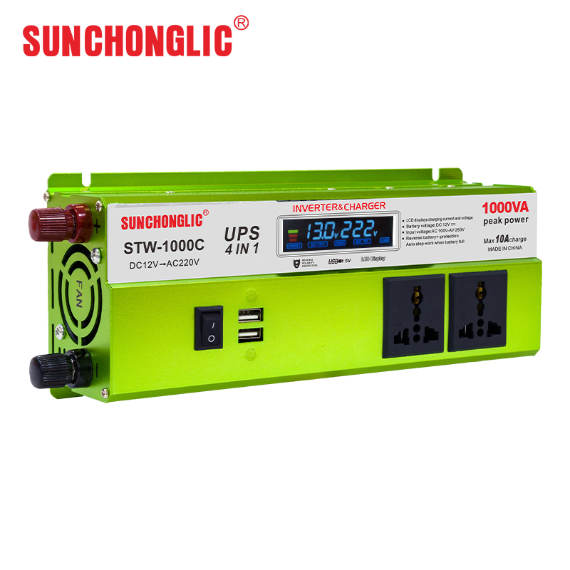 STW-1000C 4 In 1 Integrated UPS Inverter DC12V To AC220V Built-in Battery Charger Automatic Mains Switch