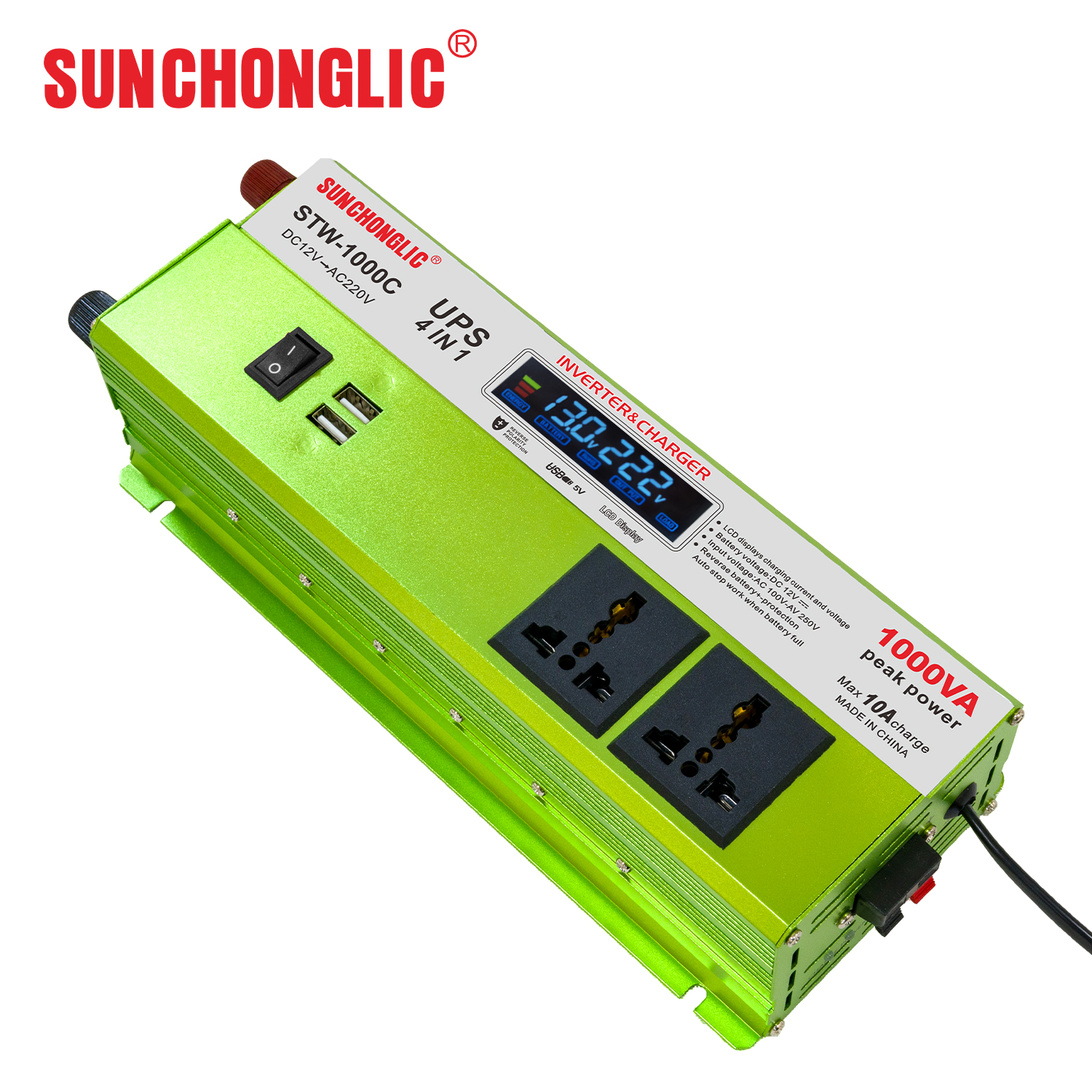 STW-1000C 4 In 1 Integrated UPS Inverter DC12V To AC220V Built-in Battery Charger Automatic Mains Switch
