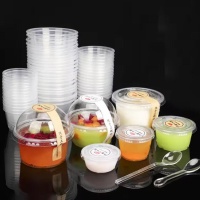 Tasse à dessert en PET/PP/PS avec couvercles