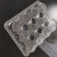 Caja de PET duro transparente de 9 compartimentos con tapa,