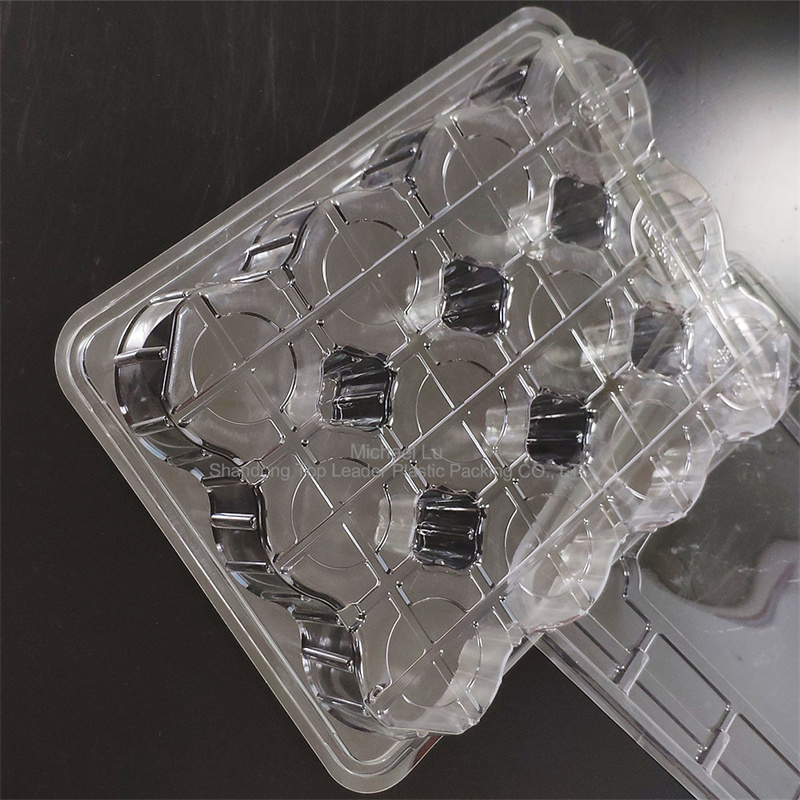 Caja de PET duro transparente de 9 compartimentos con tapa,