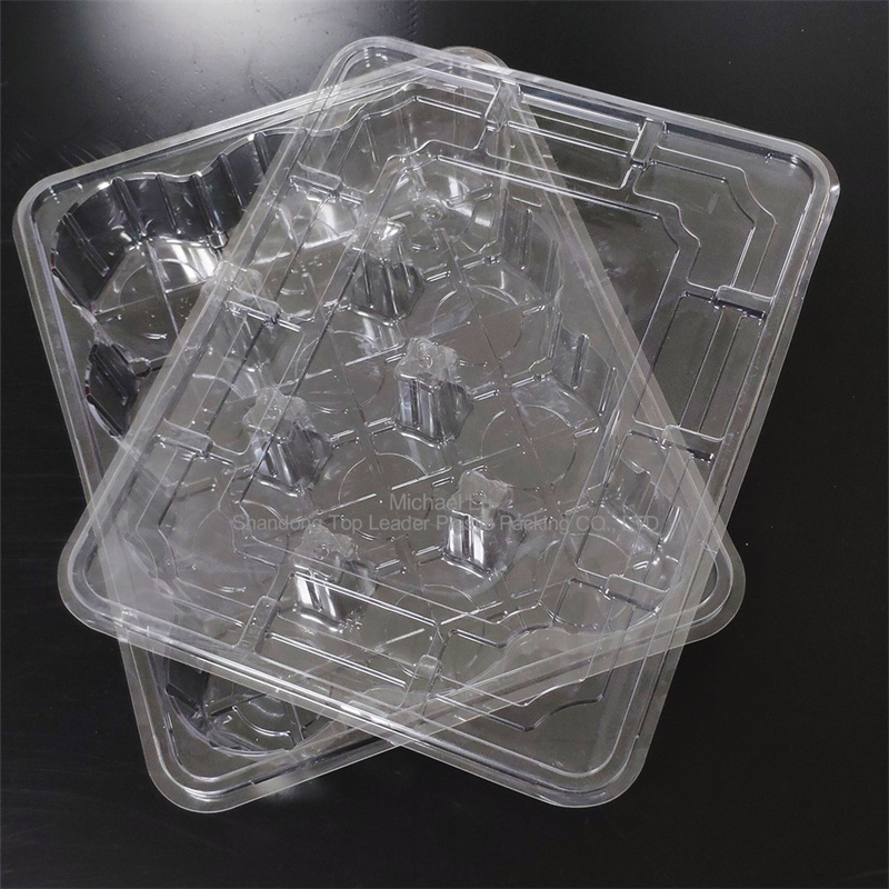 Caja de PET duro transparente de 9 compartimentos con tapa,