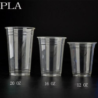 Gobelets jetables en plastique PLA à emporter avec couvercles à logo