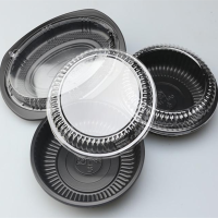 Hộp nhựa BOPS Sushi dùng một lần màu đen đựng đồ ăn nhẹ hải sản