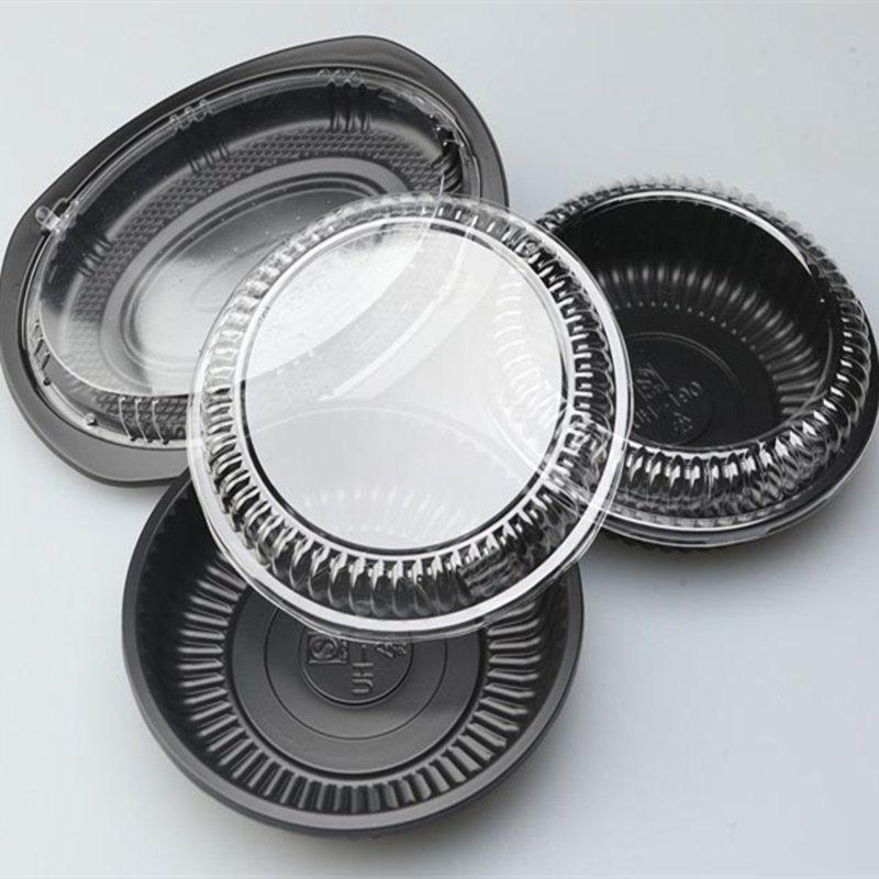 Hộp nhựa BOPS Sushi dùng một lần màu đen đựng đồ ăn nhẹ hải sản