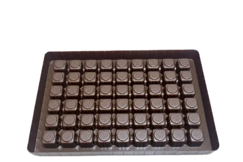 Caja de embalaje PS de chocolate marrón con bandeja interior tipo blíster