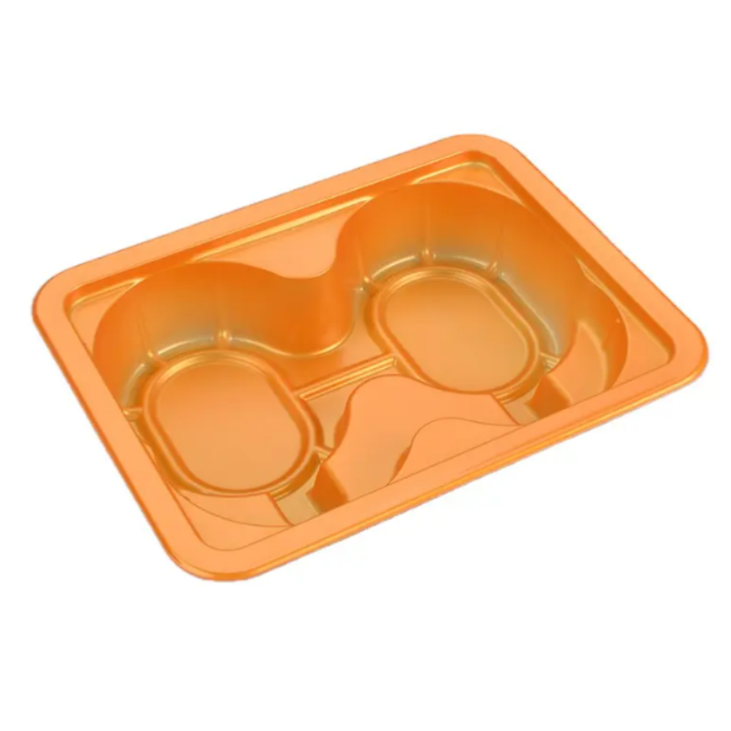 Barquette alimentaire en film rigide nacré PP doré