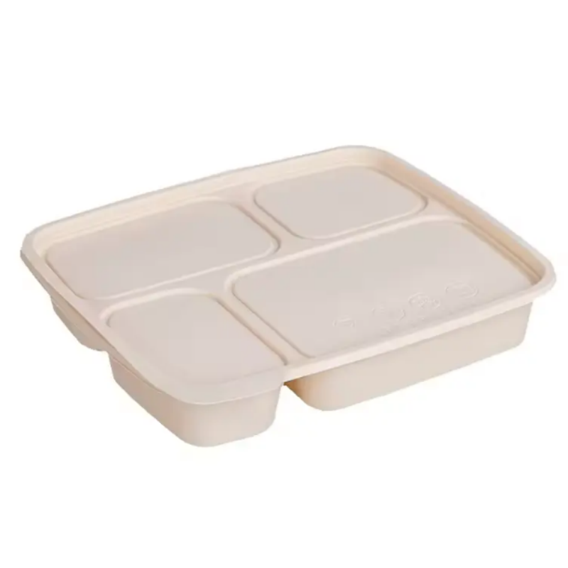 4-compartment cornstarch food tray