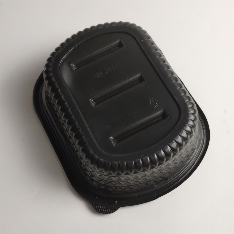 Bandeja de comida caliente de polipropileno negro apta para microondas