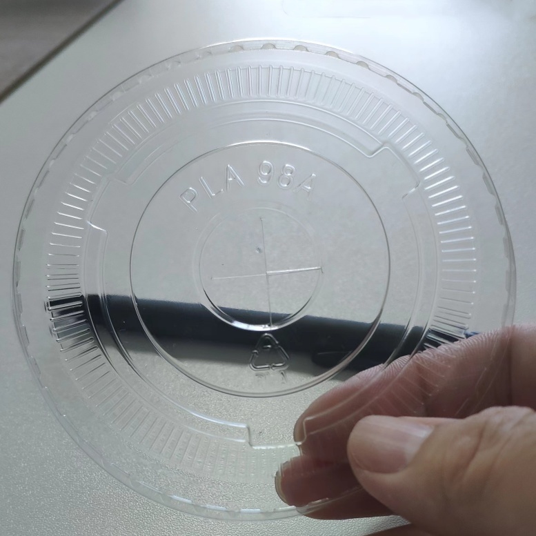 Tapa plana de PLA para vasos de bebidas frías