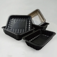 Conteneur d'emballage pour plateaux de produits frais surgelés en PP noir