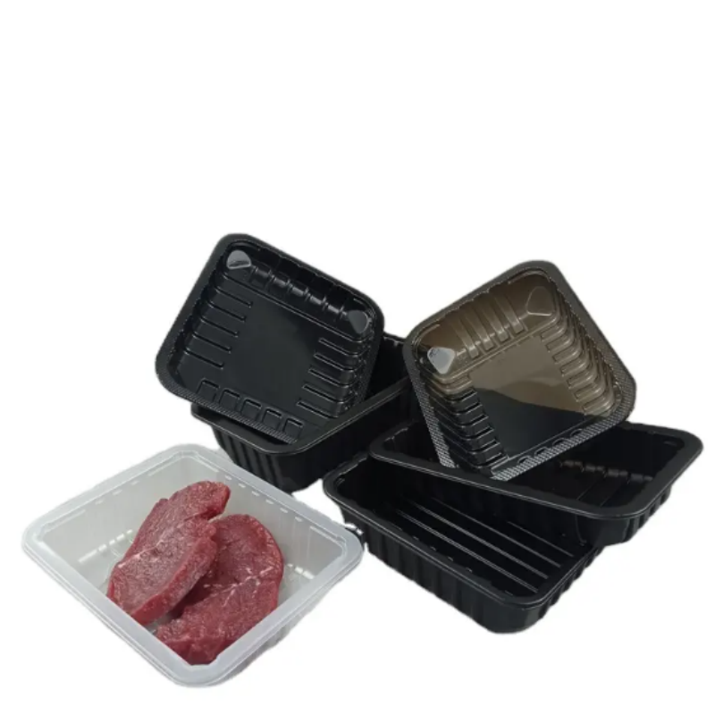 Conteneur d'emballage pour plateaux de produits frais surgelés en PP noir