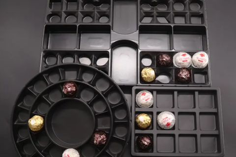 Vassoio interno in plastica per alimenti PS per imballaggio di cioccolato