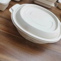 Kotak makan tengah hari boleh terbiodegradasi, kotak makan tengah hari pakai buang hotel, bekas bawa pulang tiga petak.