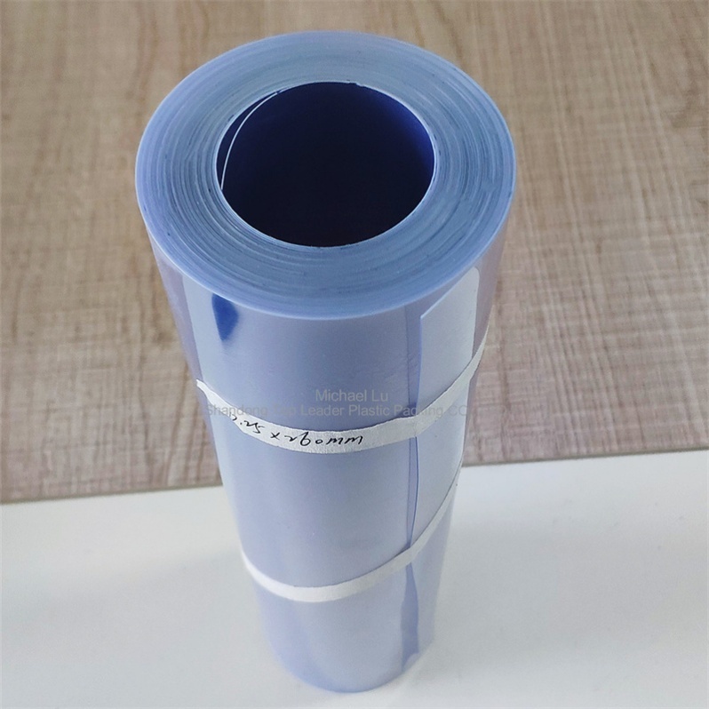 Rouleau de film PVC rigide bleu transparent de 250 microns pour emballage blister pharmaceutique