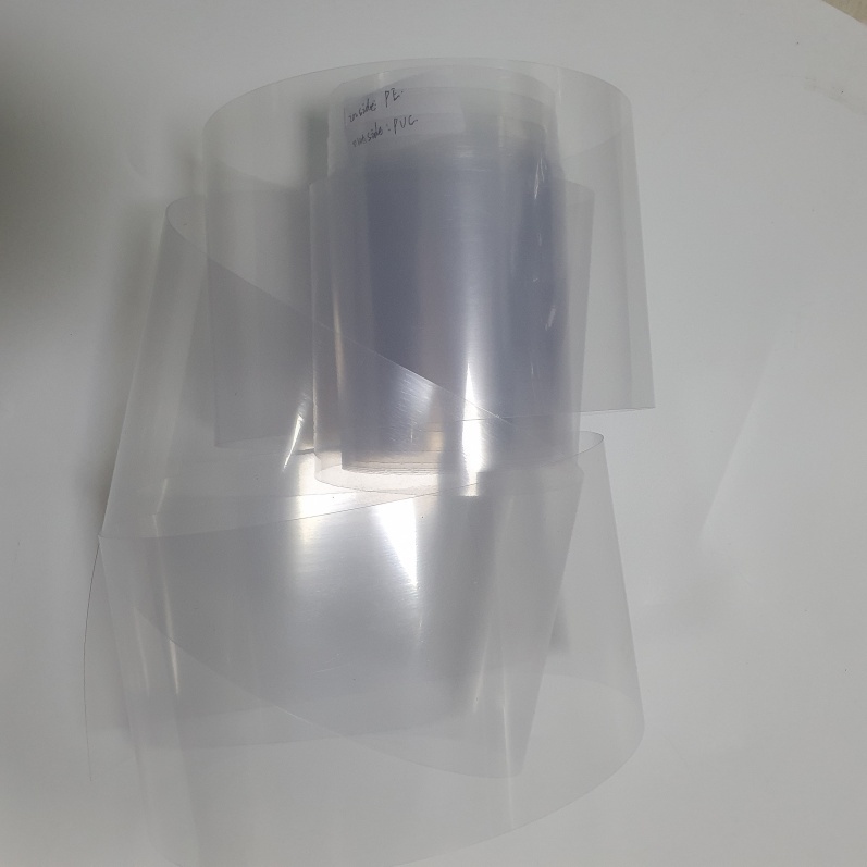 Transparent PVC/PE film for packaging liquids oral solutions