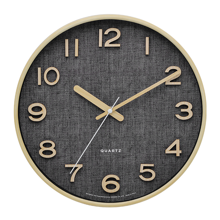 تأثير خشبي أرقام ثلاثية الأبعاد كوارتز ساعة حائط بلاستيكية صامتة