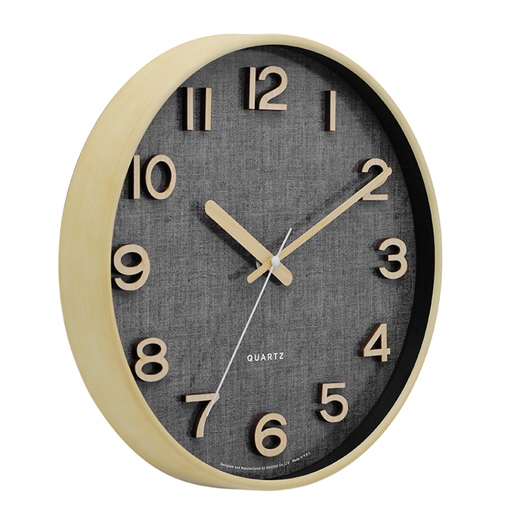 Wooden Effect 3D Numbers Quartz Silent Plastic Wall Clock