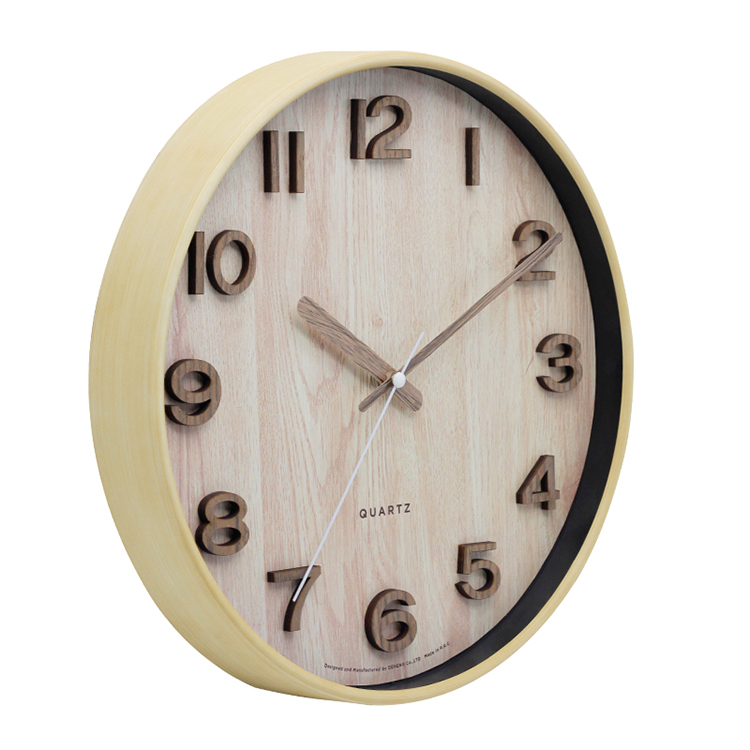 Wooden Effect 3D Numbers Quartz Silent Plastic Wall Clock