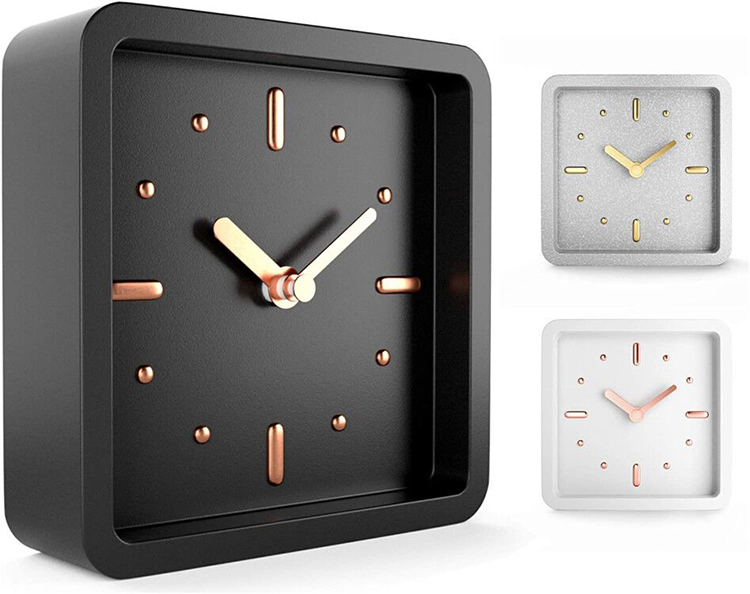 Luxuriöse quadratische Quarz-Tischuhr aus Kunstharz