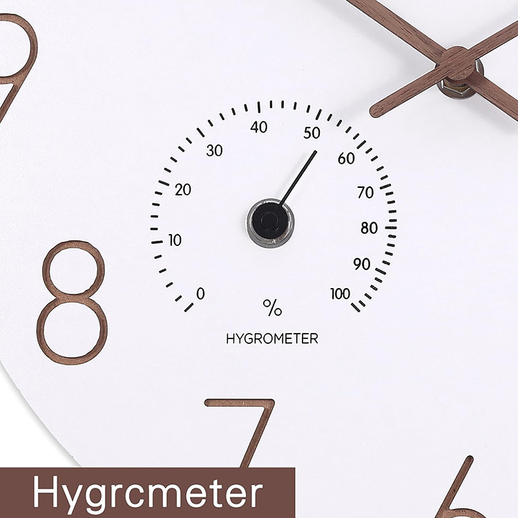 ساعة خشب يمول مستديرة متعددة الوظائف مع درجة الحرارة والرطوبة