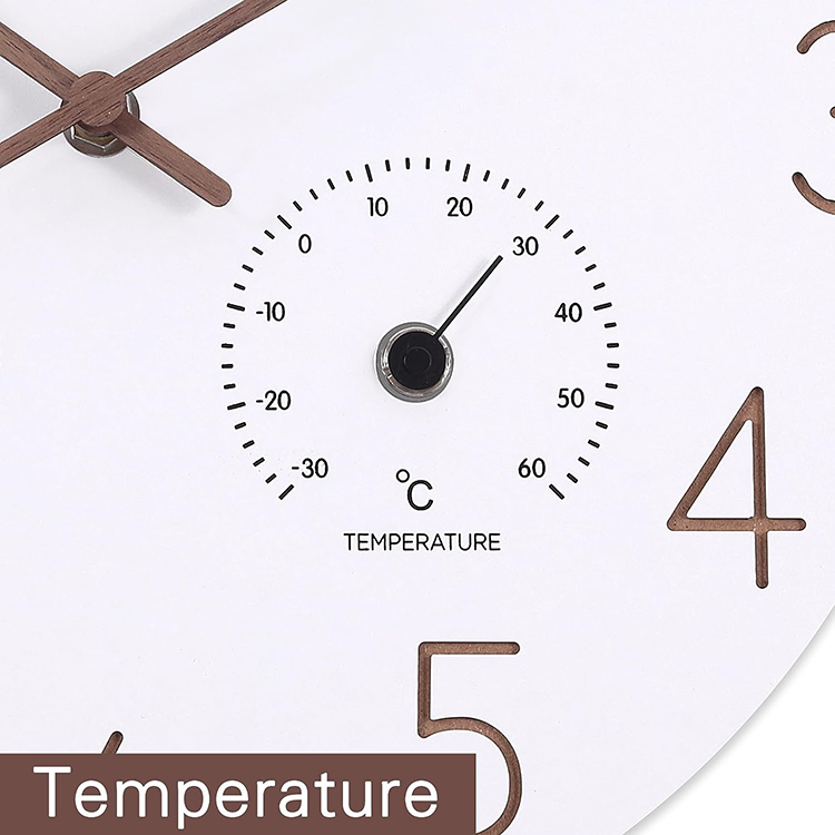 ساعة خشب يمول مستديرة متعددة الوظائف مع درجة الحرارة والرطوبة
