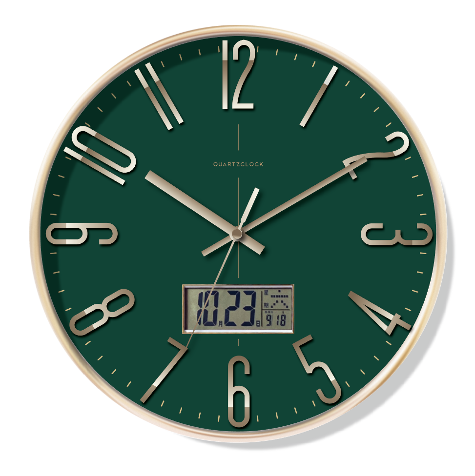 Klassische 3D-geprägte Kalender-LCD-Kunststoff-Wanduhr