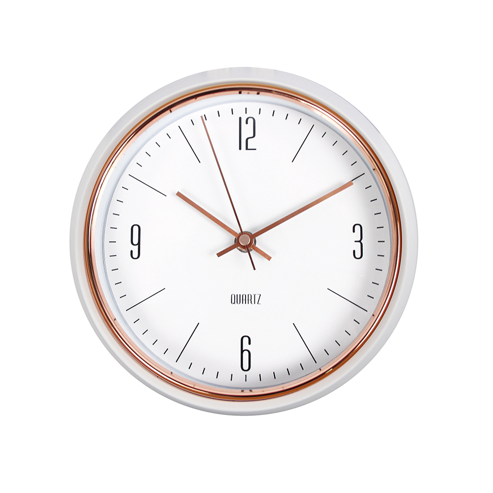 ساعة حائط معدنية باللون الذهبي الوردي المصقول لغرفة المعيشة