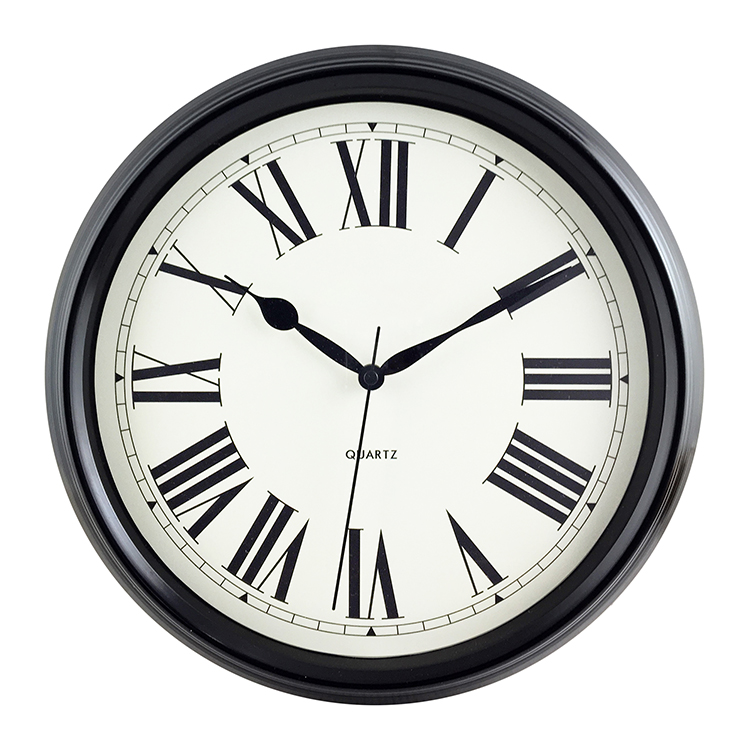 Übergroße Vintage-Wanduhr aus schwarzem Metall