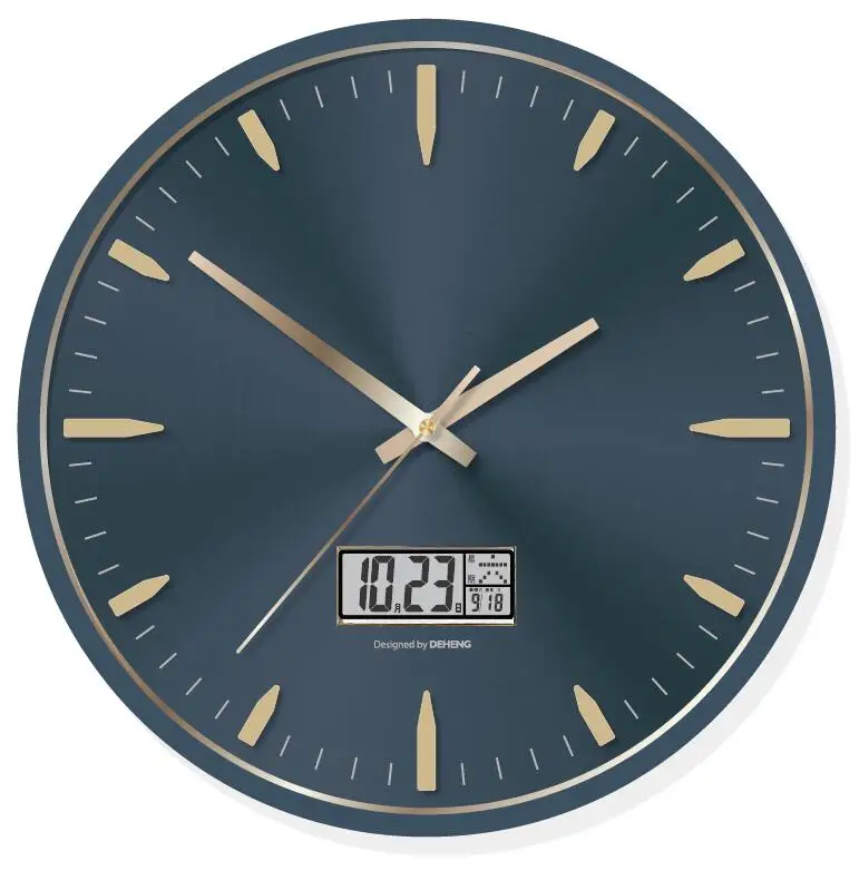 Runde LCD-Wanduhr aus Kunststoff mit 3D-Prägung und Zahlen