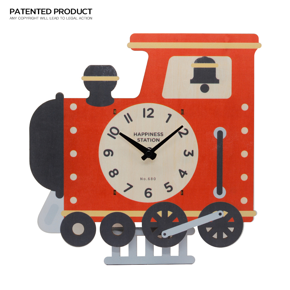 طفل يمول الحيوان نمط البندول ساعة خشبية