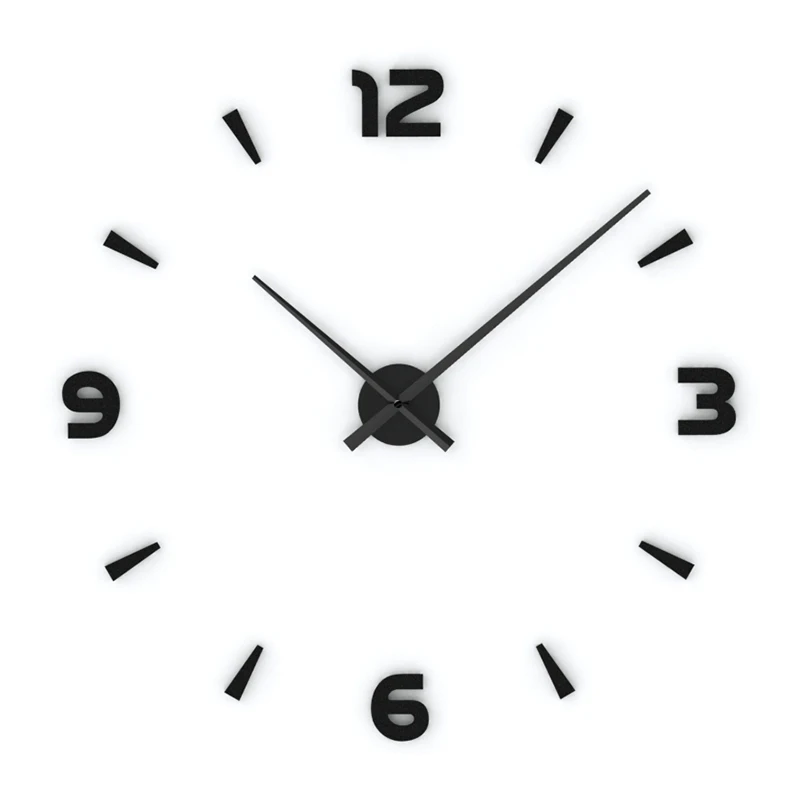 Große rahmenlose DIY-Wanduhr im 3D-Design