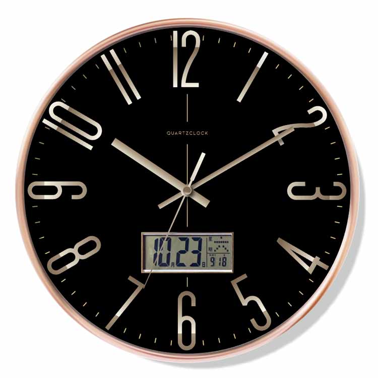 Klassische 3D-geprägte Kalender-LCD-Kunststoff-Wanduhr