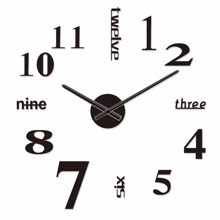 3D rahmenlose DIY Aufkleber-Wanduhr