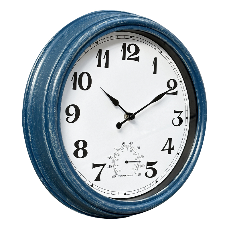 Benutzerdefinierte Retro wasserdichte Wanduhr mit Thermometer