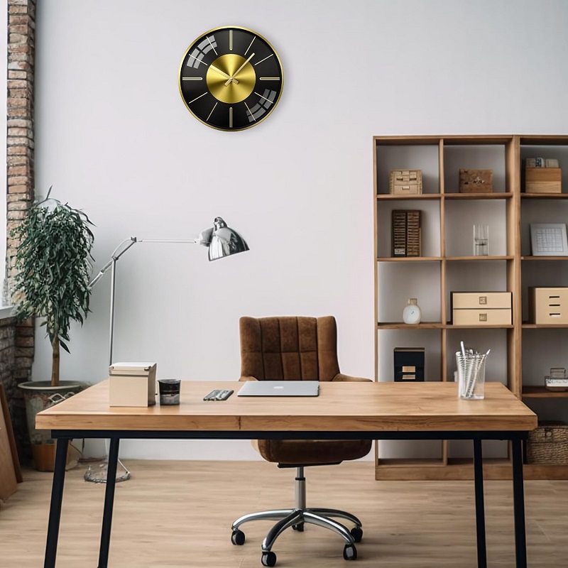 ساعة حائط فاخرة من المعدن والألومنيوم مقاس 12 بوصة