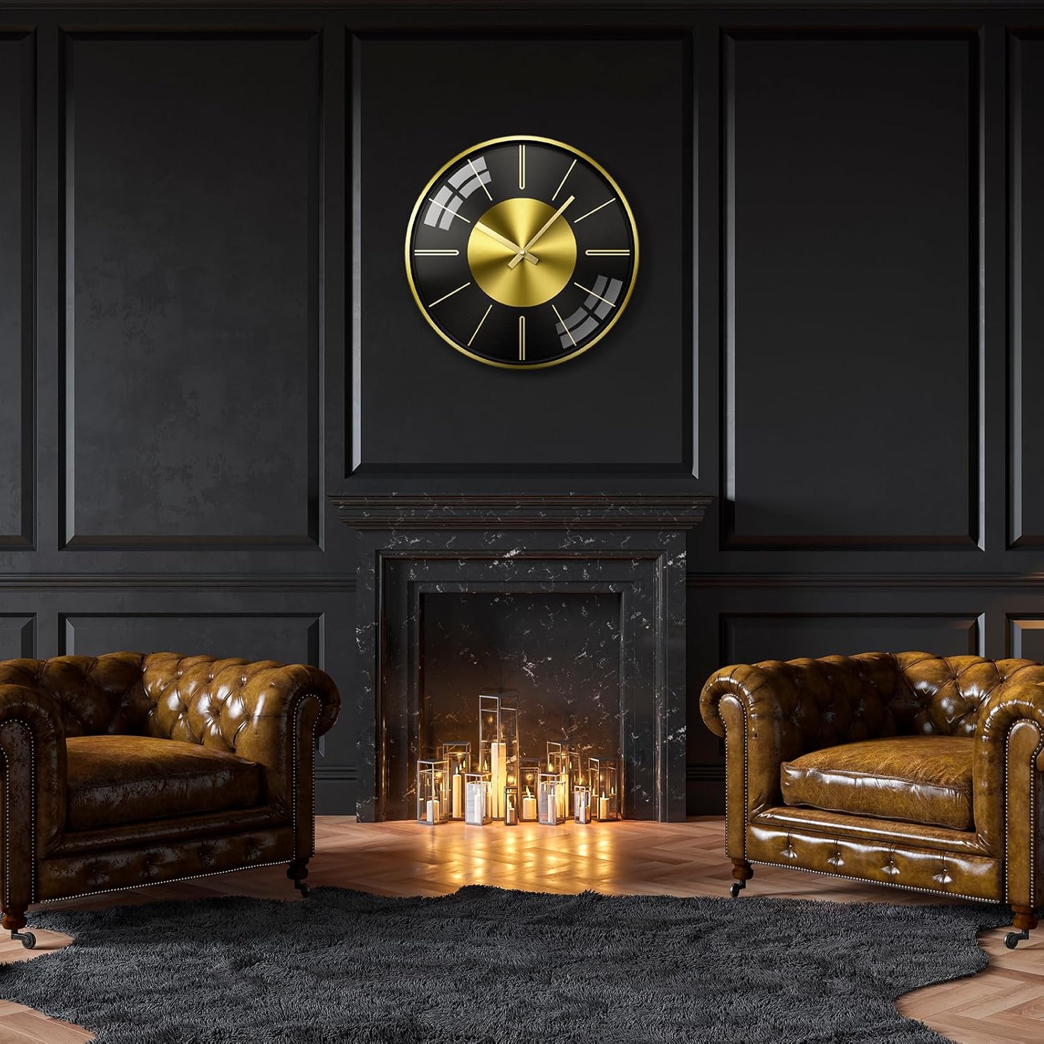 ساعة حائط فاخرة من المعدن والألومنيوم مقاس 12 بوصة