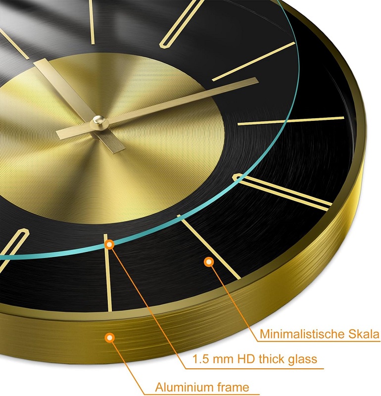 ساعات حائط فاخرة مصنوعة من المعدن والألومنيوم مقاس 12 بوصة