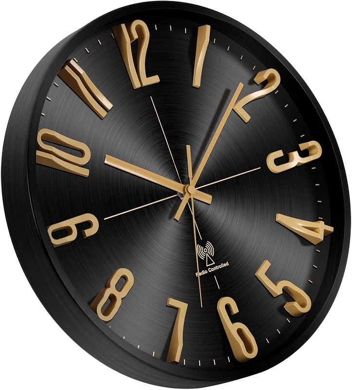 12 Zoll Luxus-Wanduhr mit Funksteuerung aus Metall