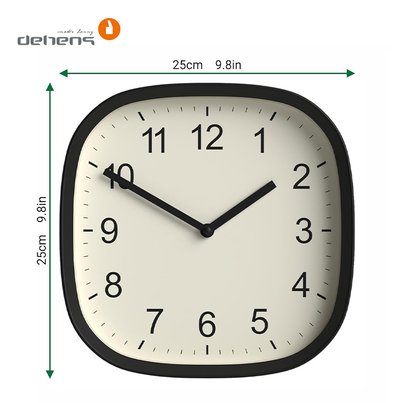 ساعة حائط بلاستيكية سوداء حديثة مقاس 12 بوصة