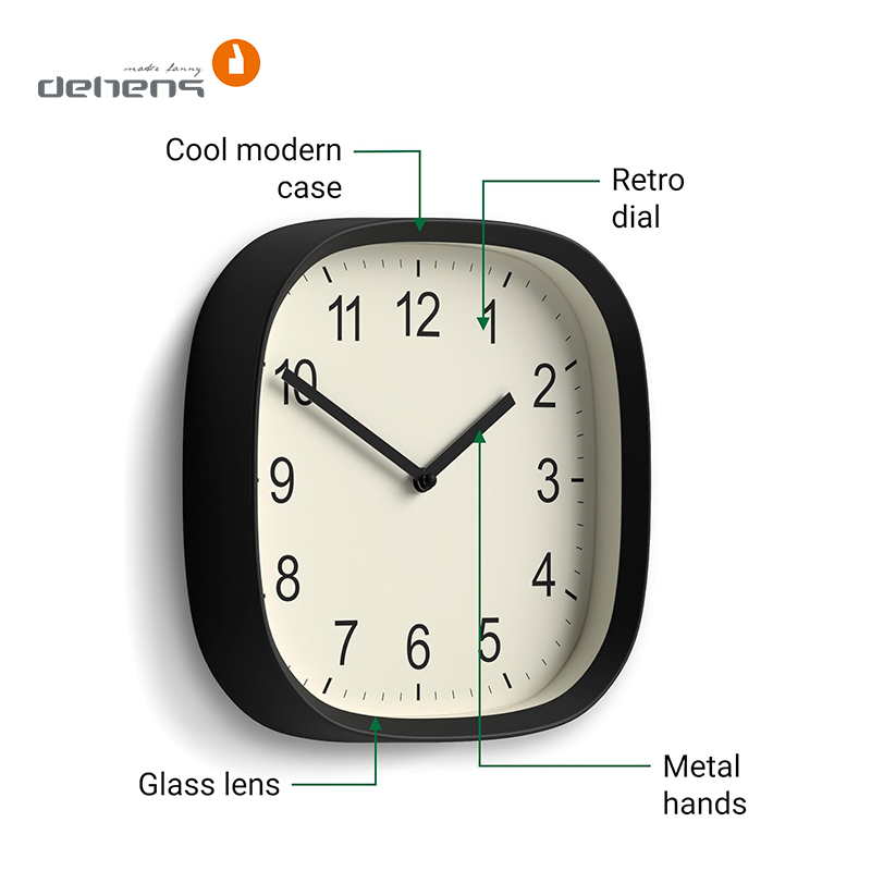ساعة حائط بلاستيكية سوداء حديثة مقاس 12 بوصة