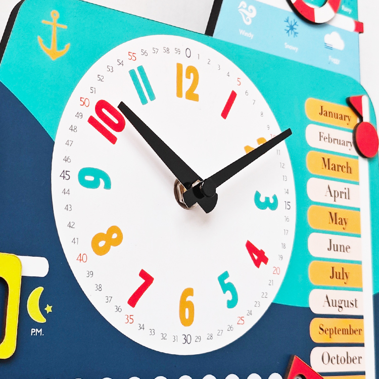 Kinder lernen Wanduhr